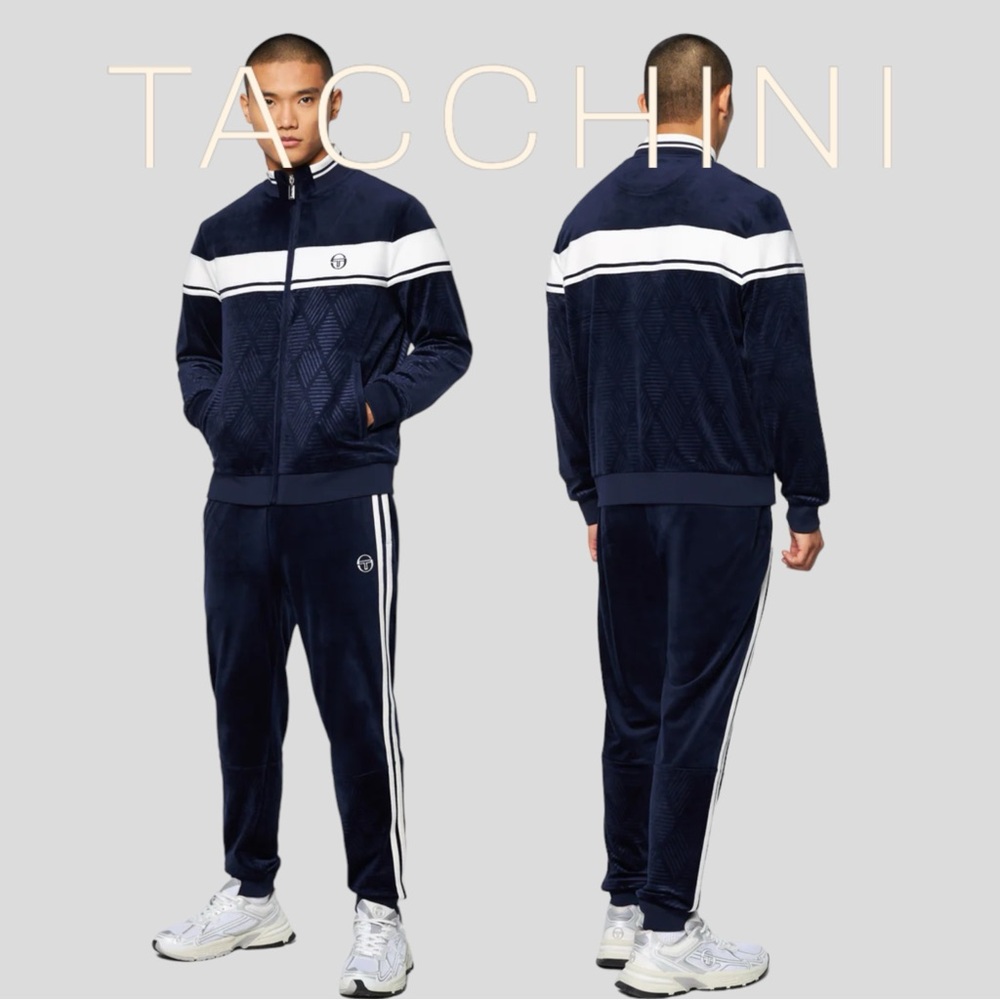 Men’s Sergio Tacchini Navy | White Velour Tracksuit NWT